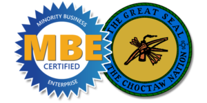 Minority Business Enterprise (MBE) Certified. The Great Seal of the Choctaw Nation.